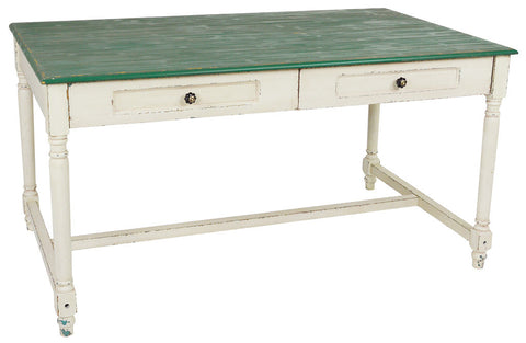 TAVOLO RETTANGOLARE BIANCO-VERDE